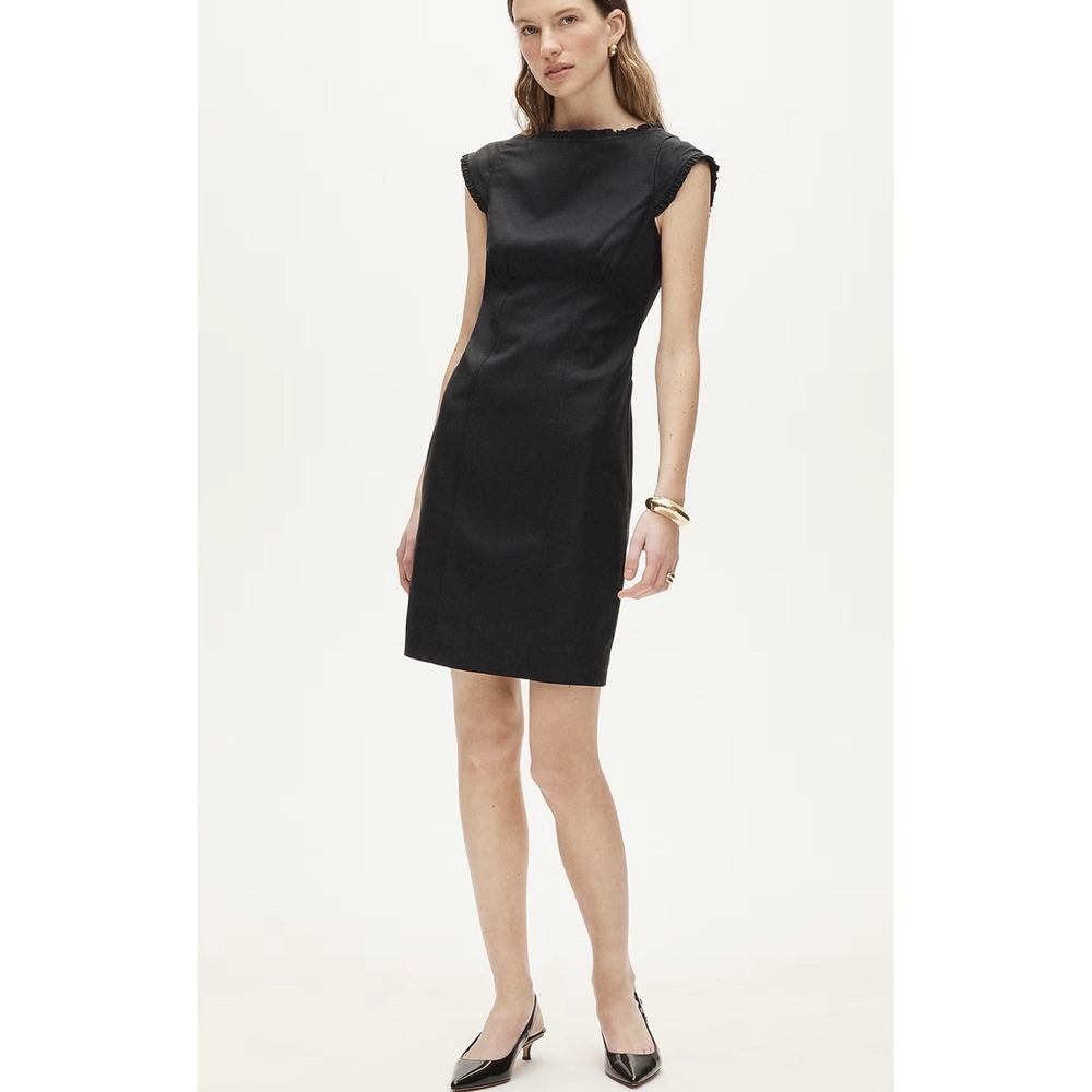 J CREW SIZE 2 Ruffle-trim dress in Gramercy linen blend CS962